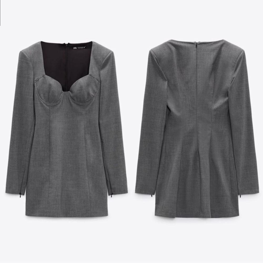Zara Grey Bustier Style Short Fitted Dress - Picture 15 of 16